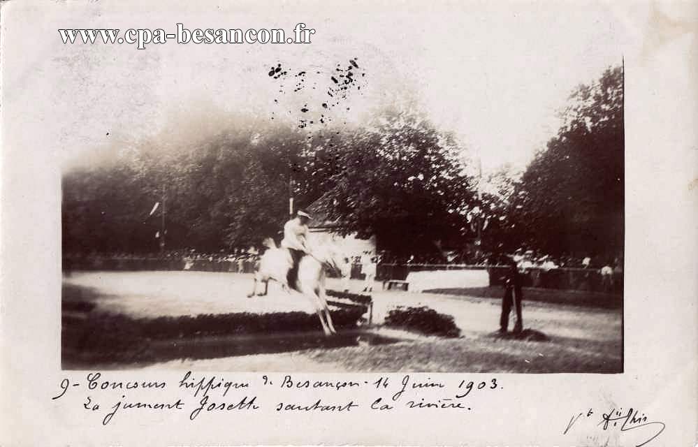 Concours hippique de Besançon - 14 Juin 1903. 9 - La jument Josette sautant la rivière.